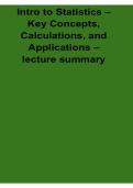  Intro to Statistics Key Concepts Calculations and Applications Lecture Summary Study Guide 2025&sol; 2026