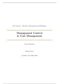 Full Summary Management Control & Cost Management D0O58a &vert; KU Leuven &vert; 2025&sol;26