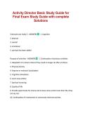 Activity Director Basic Study Guide for Final Exam Study Guide with complete Solutions