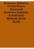 Business Statistics II Final Exam Advanced Business Analytics and Statistical Methods Study Guide Review 2025&sol; 2026