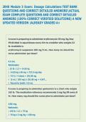 2040 Module 3 Exam&colon; Dosage Calculations TEST BANK &NewLine;QUESTIONS AND CORRECT DETAILED ANSWERSACTUAL &NewLine;EXAM COMPLETE QUESTIONS AND CORRECT DETAILED &NewLine;ANSWERS &lpar;100&percnt; CORRECT VERIFIED SOLUTIONS&rpar; A NEW &NewLine;UPDATED VERSION &vert;ALREADY GRADED A&plus; 
