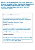 Module 3&colon; Health History Exam QUESTIONS AND CORRECT &NewLine;DETAILED ANSWERSACTUAL EXAM COMPLETE QUESTIONS &NewLine;AND CORRECT DETAILED ANSWERS &lpar;100&percnt; CORRECT &NewLine;VERIFIED SOLUTIONS&rpar; A NEW UPDATED VERSION &NewLine;&vert;ALREADY GRADED A&plus;  