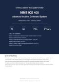 NIMS ICS 400 Package Complete Exam Bundle Actual Exam 2026&sol;2027 &vert; Complete Exam-Style Questions &vert; 100&percnt; Verified &ndash; Detailed Rationales &ndash; Pass Guaranteed &ndash; A&plus; Graded