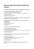 Epidemiology & Biostatistics 2026 Exam Practice