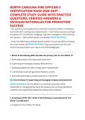NORTH CAROLINA FIRE OFFICER II CERTIFICATION EXAM 2026&ndash;2027 &ndash; COMPLETE STUDY GUIDE WITH PRACTICE QUESTIONS&comma; VERIFIED ANSWERS & DETAILED RATIONALES FOR PROMOTION SUCCESS
