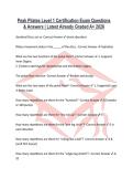 Peak Pilates Level 1 Certification Exam Questions & Answers &vert; Latest Already Graded A&plus; 2026