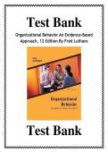 TEST BANK FOR ORGANIZATIONAL BEHAVIOR AN EVIDENCE-BASED APPROACH&comma; 12 EDITION BY FRED LUTHANS&vert; ALL CHAPTERS&vert; LATEST GUIDE&comma; 2026