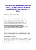 COPE HEALTH SCHOLARS WRITTEN EXAM 2026&sol;2027 Complete Questions and Answers Detailed Rationales Pass Guaranteed - A&plus; Graded