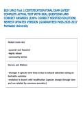 BIO 1M03 Test 1 CERTIFICATION FINAL EXAM LATEST &NewLine;COMPLETE ACTUAL TEST WITH REAL QUESTIONS AND &NewLine;CORRECT ANSWERS &lpar;100&percnt; CORRECT VERIFIED SOLUTION&rpar; &NewLine;NEWEST UPDATED VERSION &vert;GUARANTEED PASS&period;2026-2027 &NewLine;McMaster University 
