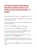 NZ STATE NURSING EXAM &lpar;Megan&rpar; &NewLine;026&sol;2027 Complete Questions and &NewLine;Verified Answers Pass Guaranteed - A&plus; &NewLine;Graded