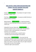 REAL ESTATE U FINAL EXAM 100 QUESTIONS AND CORRECT DETAILED ANSWERS 2025&sol;2026 ALREADY GRADED A&plus; 