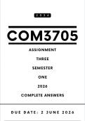COM3705 Assignment 3 Answers - Semester 1&comma;2026 &vert; Due Date June 2026