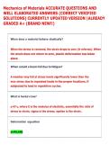  Mechanics of Materials ACCURATE QUESTIONS AND &NewLine;WELL ELABORATED ANSWERS &lpar;CORRECT VERIFIED &NewLine;SOLUTIONS&rpar; CURRENTLY UPDATED VERSION &vert;ALREADY &NewLine;GRADED A&plus; &lpar;BRAND NEW&excl;&excl;&rpar; 