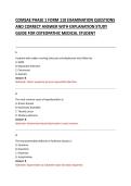 COMSAE PHASE 1 FORM 110 EXAMINATION QUESTIONS &NewLine;AND CORRECT ANSWER WITH EXPLANATION STUDY &NewLine;GUIDE FOR OSTEOPATHIC MEDICAL STUDENT  