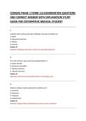 COMSAE PHASE 1 FORM 113 EXAMINATION QUESTIONS &NewLine;AND CORRECT ANSWER WITH EXPLANATION STUDY &NewLine;GUIDE FOR OSTEOPATHIC MEDICAL STUDENT 