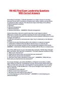 RN 402 Final Exam Leadership Questions With Correct Answers