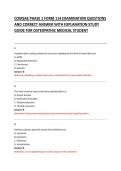 COMSAE PHASE 1 FORM 114 EXAMINATION QUESTIONS &NewLine;AND CORRECT ANSWER WITH EXPLANATION STUDY &NewLine;GUIDE FOR OSTEOPATHIC MEDICAL STUDENT