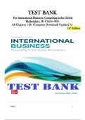 TEST BANK For International Business&colon; Competing in the Global Marketplace&comma; By Charles Hill&period;  All Chapters 1-20&period; &lpar;Complete Download&rpar; Updated A&plus; 14thEdition