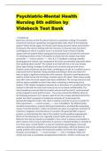 Psychiatric-Mental Health Nursing 8th edition by Videbeck Test Bank