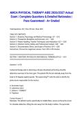 AMCA PHYSICAL THERAPY AIDE 2026&sol;2027 Actual Exam &vert; Complete Questions & Detailed Rationales &vert; Pass Guaranteed - A&plus; Graded