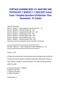 PORTAGE LEARNING BIOD 151 ANATOMY AND PHYSIOLOGY 1 MODULE 1-7 2026&sol;2027 Actual Exam &vert; Complete Questions & Rationales &vert; Pass Guaranteed - A&plus; Graded