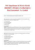 NYC Real Estate ACTUAL EXAM 2026&sol;2027 &vert; 150 Q&A &vert; Verified Q&A &vert; Pass Guaranteed - A&plus; Graded
