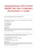 National Real Estate ACTUAL EXAM 2026&sol;2027 &vert; 100 &plus; Q&A &vert; Verified Q&A  Pass Guaranteed - A&plus; Graded