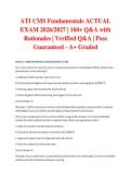 ATI CMS Fundamentals ACTUAL EXAM 2026&sol;2027 &vert; 160&plus; Q&A with Rationales &vert; Verified Q&A &vert; Pass Guaranteed - A&plus; Graded