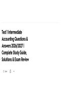 Intermediate Accounting - Test 1 &vert; Questions & Answers & Solutions &lpar;2026&sol;2027&rpar; &lbrack;Exam Review Guide&rsqb;