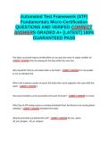 Automated Test Framework &lpar;ATF&rpar; Fundamentals Micro-Certification EXAM QUESTIONS AND VERIFIED CORRECT ANSWERS GRADED A&plus; -LATEST 2026-2027- 100- GUARANTEED PASS&period;docx&NewLine;&NewLine;