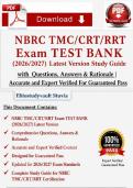 NBRC TMC&sol;CRT&sol;RRT Exam  TEST BANK &lpar;2026&sol;2027&rpar; Latest Version Study Guide  with  Questions&comma; Answers & Rationale&vert; Accurate and Expert Verified For Guaranteed Pass