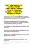 WGU Project Management- Final EXAM REVIEW QUESTIONS AND VERIFIED CORRECT ANSWERS GRADED A&plus; -LATEST 2026-2027- 100- GUARANTEED PASS&period;docx&NewLine;&NewLine;
