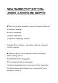 QABA TRAINING STUDY SHEET 2026 UPDATED QUESTIONS AND ANSWERS