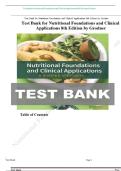 Test Bank for Nutritional Foundations and Clinical Applications 8th Edition Grodner