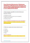 Texas Electrical Infrastructure Maintenance &NewLine;Technician Certification Exam &vert; Questions And &NewLine;Answers With Verified Rationales &vert; 2026&sol;27 Qs &NewLine;& Ans &vert; Digital Pdf Download 
