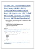 Louisiana Mold Remediation Contractor &NewLine;Exam Newest 2025-2026 Update &NewLine;Questions Fast Reviwed From Actual &NewLine;Exams 100 Questions And 100&percnt; Verified &NewLine;Answers With Convenient Explanations &NewLine;Grade A&plus; Q&A &vert; Instant Download Pdf 