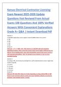 Kansas Electrical Contractor Licensing &NewLine;Exam Newest 2025-2026 Update &NewLine;Questions Fast Reviwed From Actual &NewLine;Exams 100 Questions And 100&percnt; Verified &NewLine;Answers With Convenient Explanations &NewLine;Grade A&plus; Q&A &vert; Instant Download Pdf 