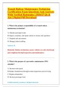 Transit Railcar Maintenance Technician &NewLine;Certification Exam Questions And Answers &NewLine;With Verified Rationales &vert; 2026&sol;27 Qs & &NewLine;Ans &vert; Digital Pdf Download