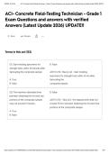 ACI- Concrete Field-Testing Technician - Grade 1 Exam Questions and answers with verified Answers &lpar;Latest Update 2026&rpar; UPDATE&excl;&excl;&NewLine;&NewLine;&NewLine;