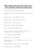 BMW ASSOCIATE ASE TEST QUESTIONS AND ANSWERS WITH SOLUTIONS 2026