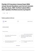 Florida 2-15 Insurance License Exam 2026 Actual Newest Questions and Correct Answers Pass the Exam&comma; 100&percnt; Verified &lpar;Latest 2026 &sol; 2027 Update&rpar; &lpar;Verified Answers by Expert&rpar;