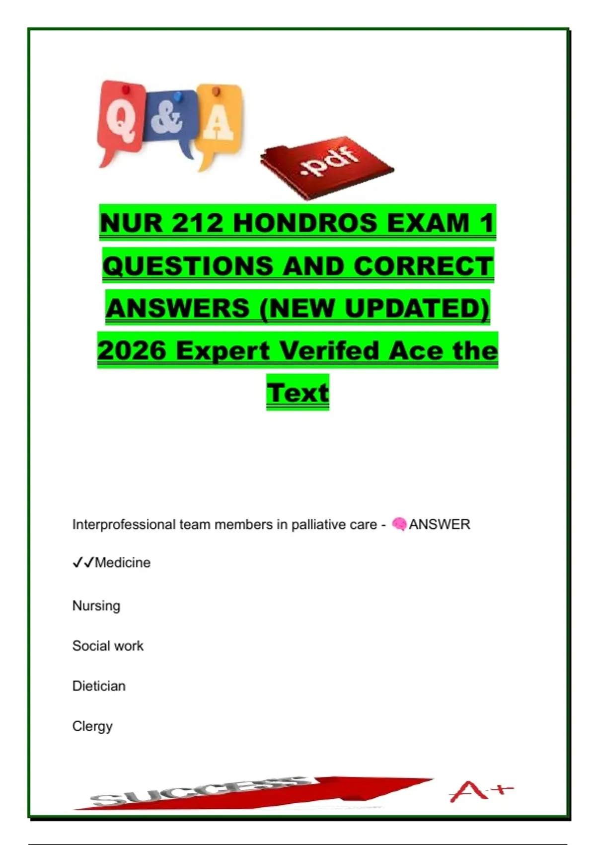 NUR 212 Exam 1 Study Guide 2026 – 350+ Nursing Practice Questions on ...