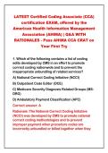 2026-2027 LATEST Certified Coding Associate &lpar;CCA&rpar;&NewLine;certification EXAM&comma; offered by the&NewLine;American Health Information Management&NewLine;Association &lpar;AHIMA&rpar; &vert; Q&A WITH&NewLine;RATIONALES - Pass AHIMA CCA CRAT on&NewLine;Your First Try