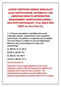 2026-2027 LATEST CERTIFIED CODING SPECIALIST&NewLine;&lpar;CCS&rpar; CERTIFICATION&comma; OFFERED BY THE&NewLine;AMERICAN HEALTH INFORMATION&NewLine;MANAGEMENT ASSOCIATION &lpar;AHIMA&rpar; &vert;&NewLine;Q&A WITH RATIONALES - Pass AMCA EKG&NewLine;CRAT on Your First Try