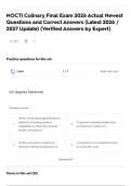 NOCTI Culinary Final Exam 2026 Actual Newest Questions and Correct Answers &lpar;Latest 2026 &sol; 2027 Update&rpar; &lpar;Verified Answers by Expert&rpar;