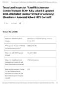 Texas Lead Inspector &sol; Lead Risk Assessor Combo Testbank EXAM fully solved & updated 2026-2027&lpar;latest version verified for accuracy&rpar; &lpar;Questions &plus; Answers&rpar; Solved 100&percnt; Correct&excl;&excl;&NewLine;&NewLine;