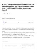 NOCTI Culinary Study Guide Exam 2026 Actual Newest Questions and Correct Answers &lpar;Latest 2026 &sol; 2027 Update&rpar; &lpar;Verified Answers by Expert&rpar;