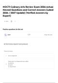 NOCTI Culinary Arts Review Exam 2026 Actual Newest Questions and Correct Answers &lpar;Latest 2026 &sol; 2027 Update&rpar; &lpar;Verified Answers by Expert&rpar;