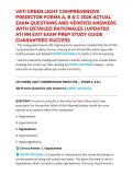 VATI GREEN LIGHT COMPREHENSIVE PREDICTOR FORMS A&comma; B & C 2026 ACTUAL EXAM QUESTIONS AND VERIFIED ANSWERS WITH DETAILED RATIONALES &vert; UPDATED ATI RN EXIT EXAM PREP STUDY GUIDE GUARANTEED SUCCESS