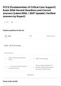FCCS &lpar;Fundamentals of Critical Care Support&rpar; Exam 2026 Newest Questions and Correct Answers &lpar;Latest 2026 &sol; 2027 Update&rpar; &lpar;Verified Answers by Expert&rpar;